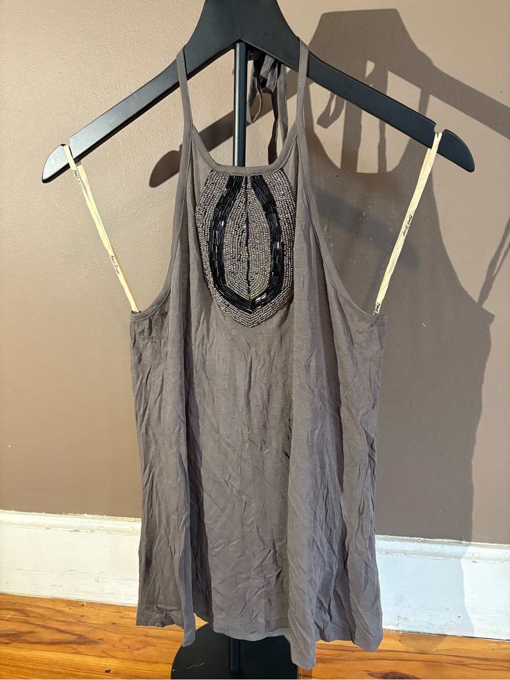 Black sheep. NWT. Gray Embellished Halter Tank Top
